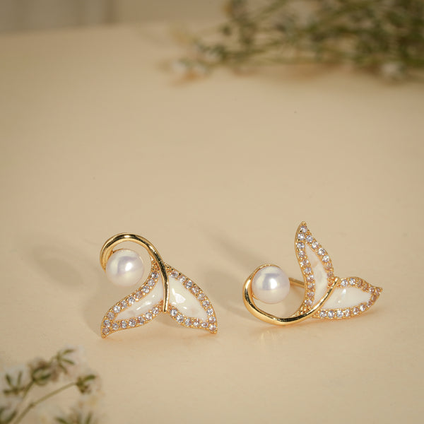 Mermaid Tail Pearl Studs