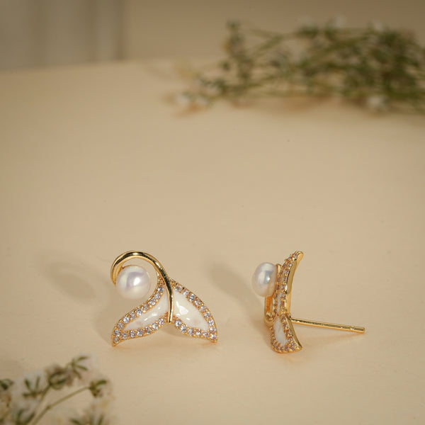 Mermaid Tail Pearl Studs