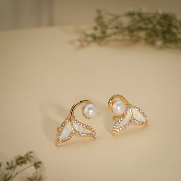 Mermaid Tail Pearl Studs